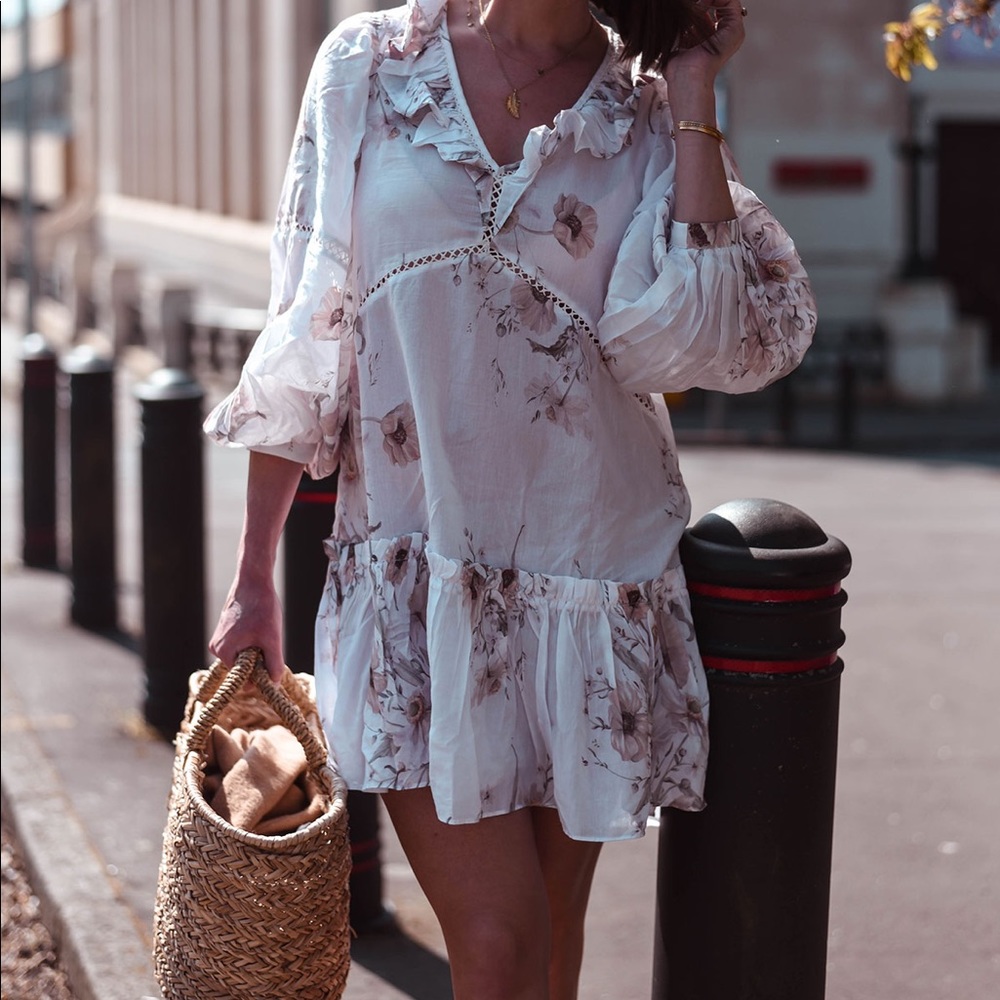 H&M conscious floral flounce cotton dress